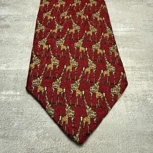 Paul Fredrick‎ Red Giraffe Men's Necktie Safari Wildlife Animals 4" x 56"